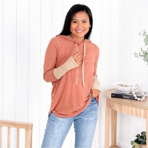 Bibi thermal knit long sleeve hooded top small - Picture 2 of 6